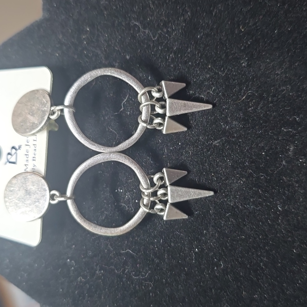 Handmade Goth Spike Silver Dangle Earrings